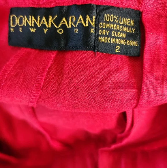 Donna Karan Vintage Red Linen Pleated Pants Size 2 - Picture 5 of 5